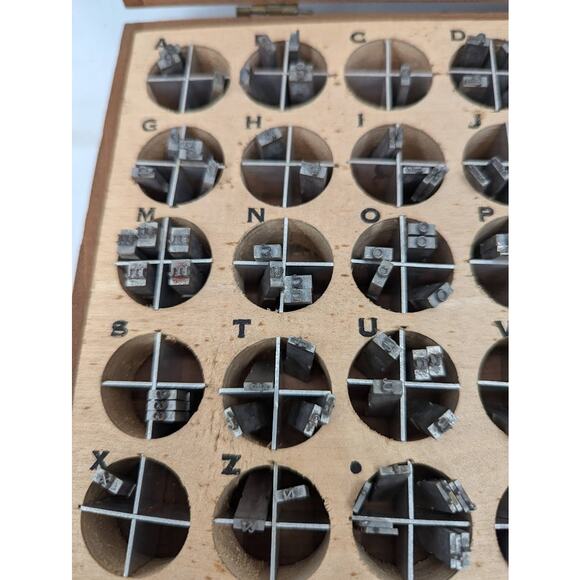 KINGSLEY hot FOIL Stamping Printer letters Typeset ROMAN lower case ,Wood Box - Picture 6 of 7